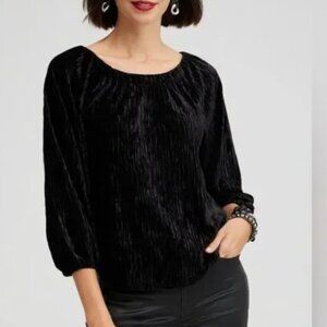 CHICOS Elegant Black Velvet Women's Top